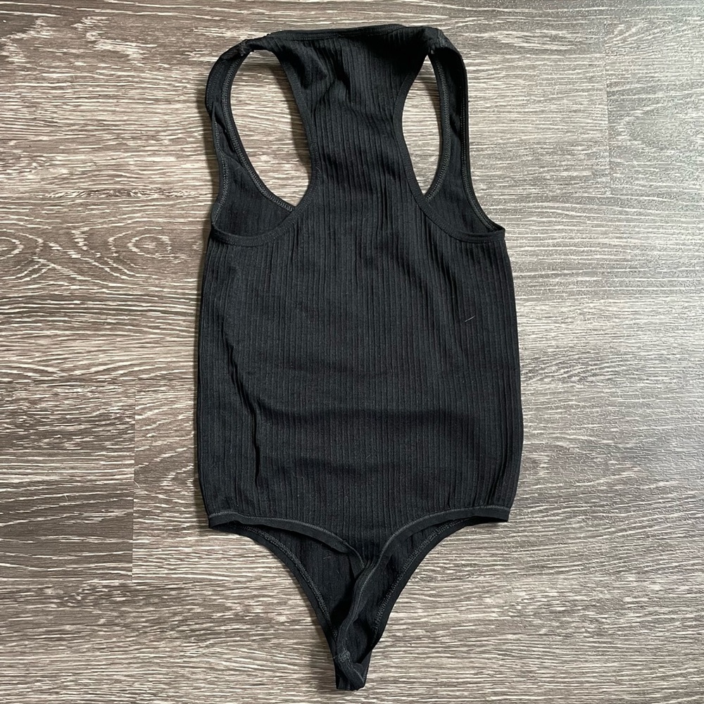 Free People Black Racerback Bodysuit - Ribbed - Picture 2 of 4